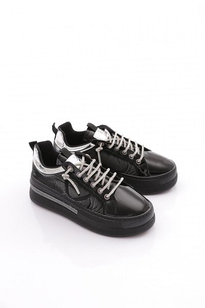 DGN Women's Silver Stone Sneakers Shoes Black Parachute 36912682