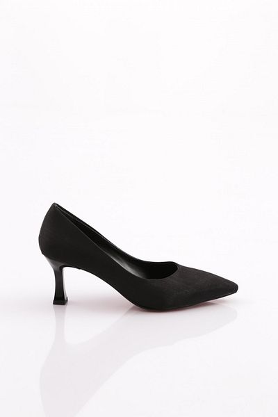 DGN Pantofi cu toc decoltat cu vârf ascuțit, negru Nova Satin 43121029