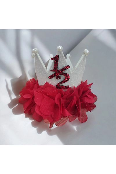 damlakidsmoda Λευκό κόκκινο κοριτσάκι Half Moon Party Tiara