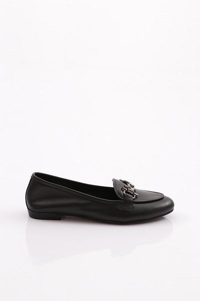 DGN Women's Black Ballerinas with Metal Accessories 351610183