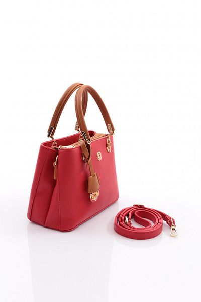DGN Red Tan Women's Metal Brooch Bag - 6563434
