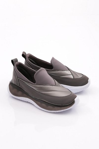DGN Pantofi sport de damă cu dungi din mătase gri - 26435105