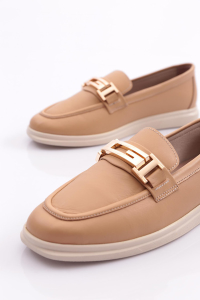 DGN Kadın G Metal Tokalı Loafer Ayakkabı Karamel 1092173