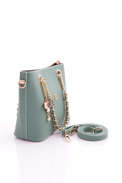 DGN Women's Flower Brooch Chain Detailed Bag Water Green 81103555