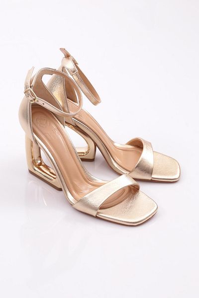 DGN Pantofi de seara de dama cu gaura pentru toc auriu sifonat 353833210