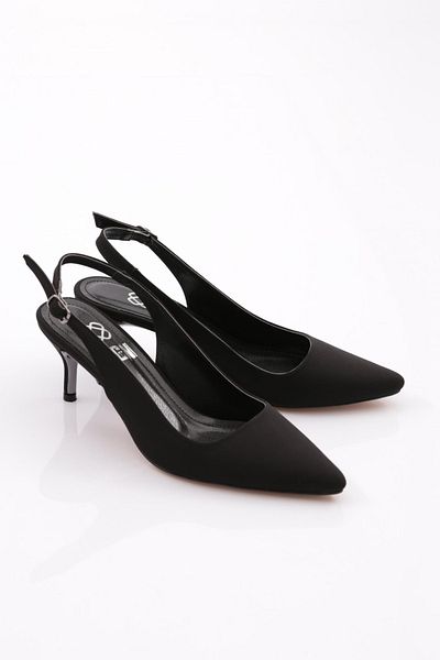 DGN Black Nubuck Women's Heeled Shoes - Open Back 61133564