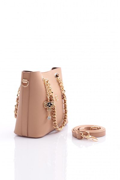 DGN Women's Flower Brooch Chain Detailed Bag Nude 81103555