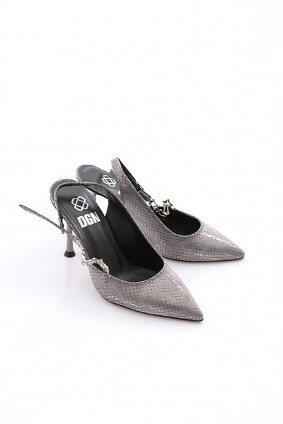 DGN Pantofi cu toc cu curele la gleznă de damă Platinum Snake 2623561211101072322