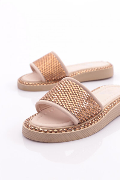 DGN Дамски чехли от бежов набук - 262328121212362322