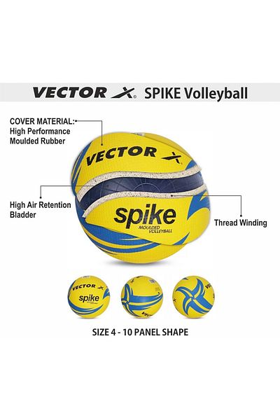 Vector X Spike Volleyball | Multicolor | Size 4 | Rubber, Lightweight | Durable | High Air Retention | Unisex