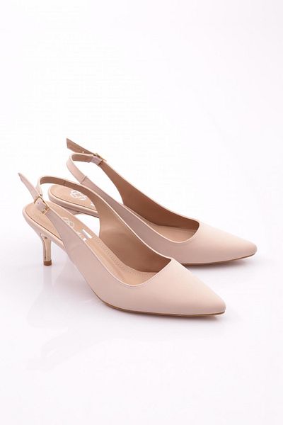 DGN Pantofi cu toc pentru femei Nubuck de culoarea pielii - spate deschis 61133564