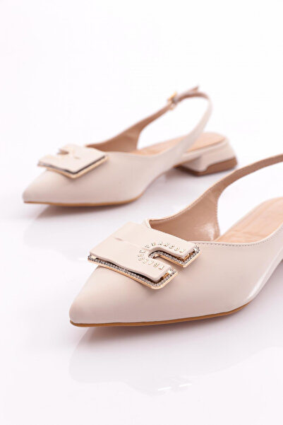 DGN Kadın Tokalı Babet Bej İpek 26235410211362322