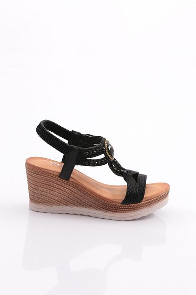 DGN Women's Black Straw Sandals - 21542328