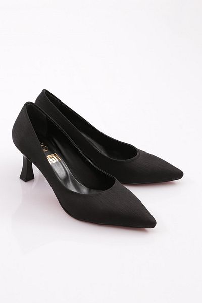 DGN Pantofi cu toc decoltat cu vârf ascuțit, negru Nova Satin 43121029