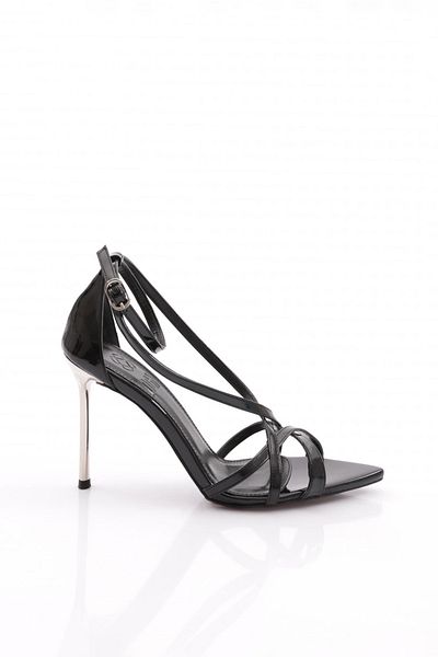 DGN Black Patent Leather Women's Evening Dress Heels - 66313481