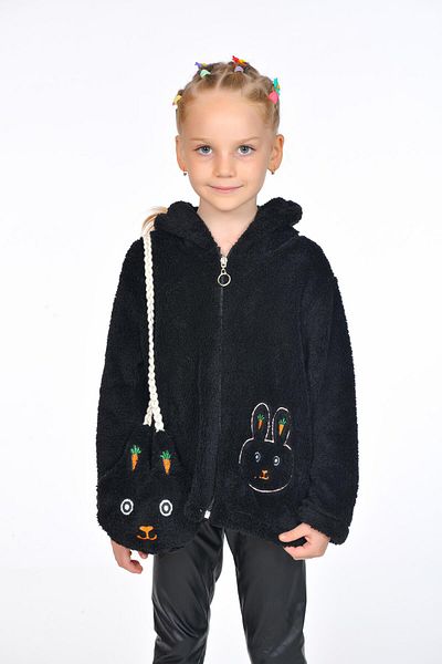 Kamex Palton pentru fetiță cu glugă Welsoft Rabbit cu două fețe și geantă