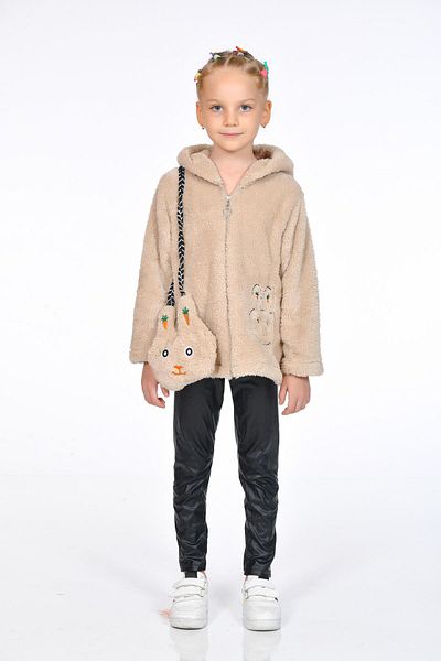Kamex Double Sided Welsoft Rabbit Hooded Girl's Coat with Bag