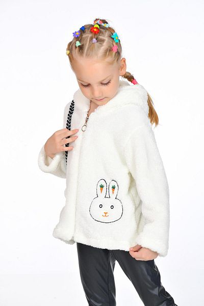 Kamex Palton pentru fetiță cu glugă Welsoft Rabbit cu două fețe și geantă
