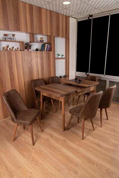 BERAZZİ 6 Kişilik Açılır Masa Sandalye Takımı Mutfak Masası Takımı Yemek Masa...