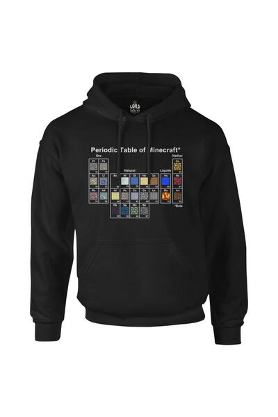 Lord T-Shirt Minecraft - Periodic Table Siyah Erkek Fermuarsız Kapşonlu