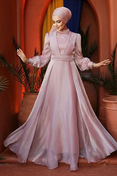Neva Style Βραδινό φόρεμα Hijab με λεπτομέρεια Drape 45701pd