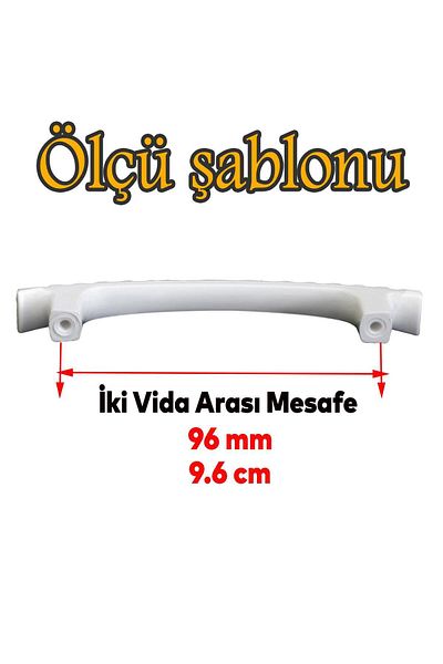 Badem10 (PLASTIC HARD) Ihlara Model 96 Mm Mobilier alb Sertar de bucătărie Mâner dulap Mâner Mâner