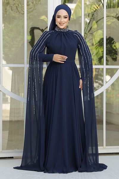 Neva Style Βραδινό φόρεμα Hijab με μανδύα 47381l