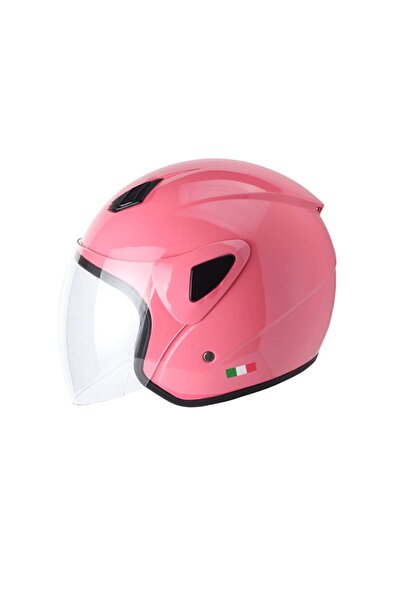 Sway Kask Sw-733 Pembe Yarım Şeffaf Camlı Uyumlu
