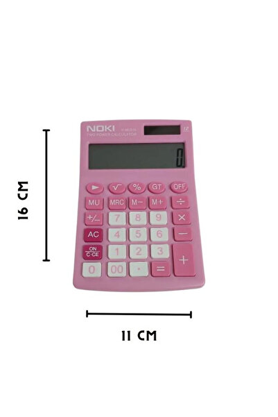 Noki H-MC010 Pembe Hesap Makinesi - 12 Haneli Pilli ve Güneş Enerjili