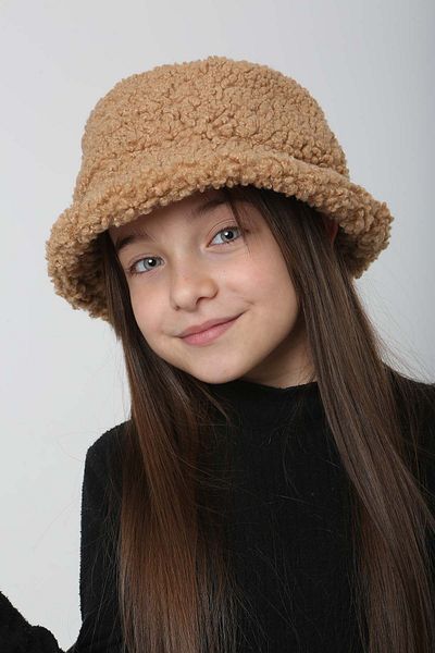 REMSA Rkş-Ç-10 Camel Children's Curly Plush Bucket Hat