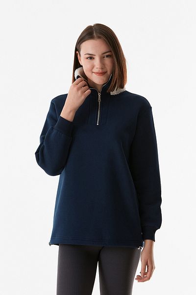Fulla Moda Основен суитшърт с плюшена яка и ограничител на талията