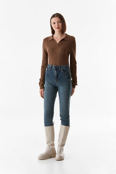 Fulla Moda Hair Braided Shirt Collar Knitwear Sweater