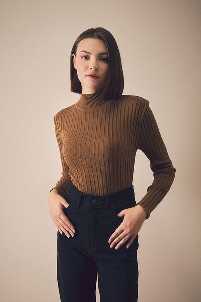 Fulla Moda Πλεκτό πουλόβερ με ριμπ γιακά
