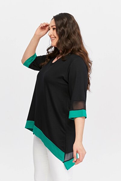 aytemas Asymmetric Colorful Striped Tunic with Skirt