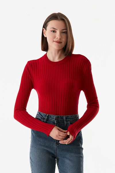 Fulla Moda Corded Crew Neck Knitwear Sweater