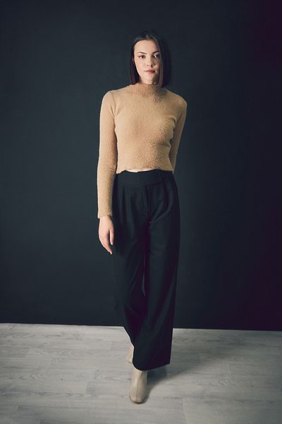 Fulla Moda Basic Bearded Elastic Waist Sweater