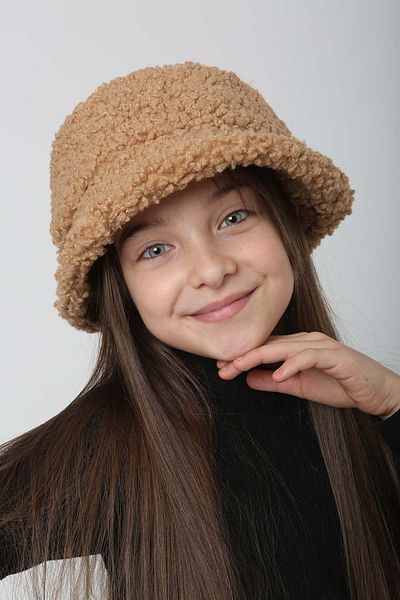 REMSA Rkş-Ç-10 Camel Children's Curly Plush Bucket Hat