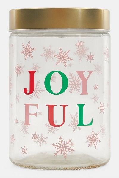 American Atelier Joyful Round Glass Canister 44 Oz, Transparent