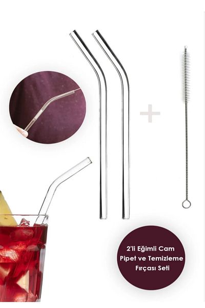SEVEN7 2-Pack Inclined and Straw Cleaning Brush - Glass Straw