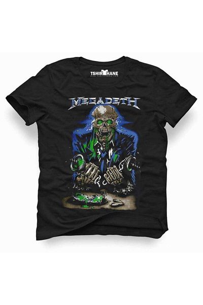 Tshirthane Ανδρικό μπλουζάκι με λεπτή εφαρμογή Megadeth Rock Metal Music Printed