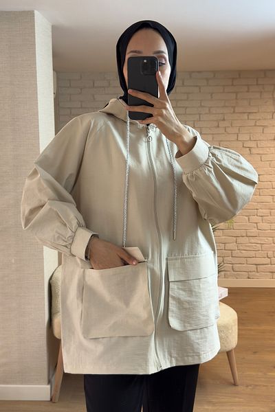 Salih Çelebi 2166 Short Cap with Large Pocket - Stone Color
