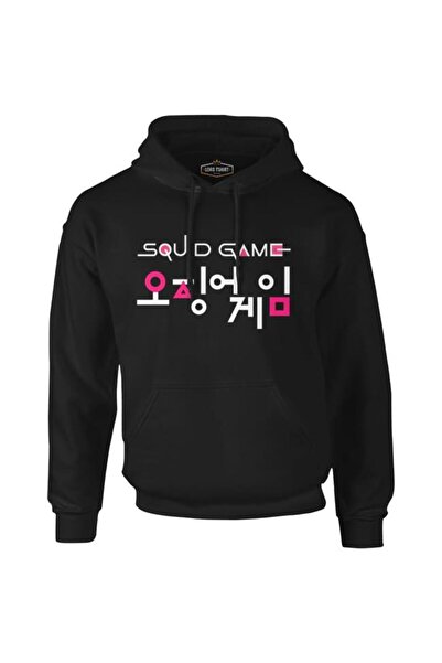 Lord T-Shirt هودي رجالي أسود كوري بدون سحاب بشعار لعبة الحبار