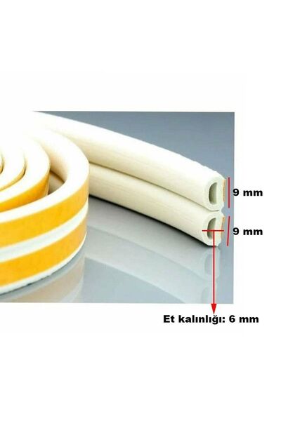 Badem10 Yapışkanlı 5x2=10 Metre (BEYAZ) Kapı Pencere Bandı Fitili Soğuk Izolasyon Kauçuk Bantları