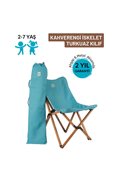 Bag The Joy Kids Ahşap Katlanır Kamp Sandalyesi | Bahçe, Piknik, Balkon | Çan...