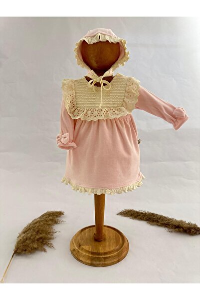 CFRA PEMBE KIZ BEBEK KADİFE ELBİSE