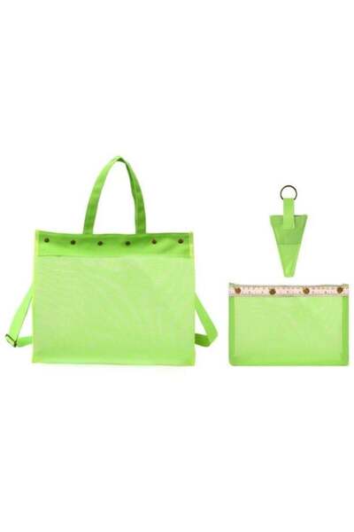 yumakça Örgü Çantası, Çok Amaçlı Çanta, Organizer Çanta | Şeffaf Yeşil LE18