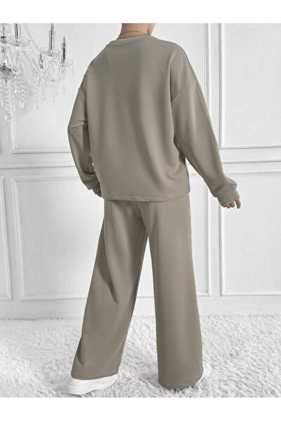 MANCY Women's Crew Neck Leg Stitching Detail 3 Thread Hijab Double Set