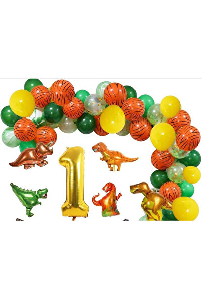 Çemrek Süs Parti Набір повітряних кульок з фольги «Динозавр» та повітряних ку...