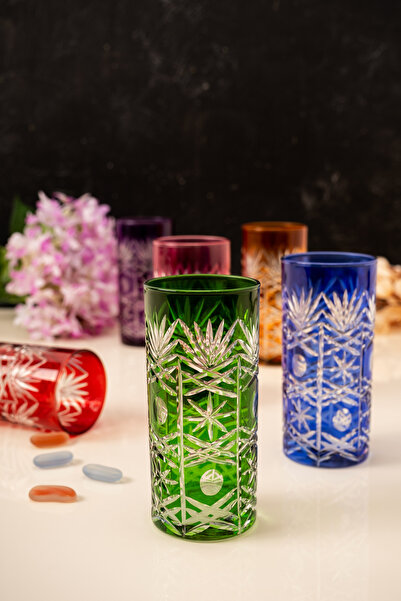 MEST Derya 6-Color Special Cut 6-Piece Coffee Side Water Glass Set 295 Cc
