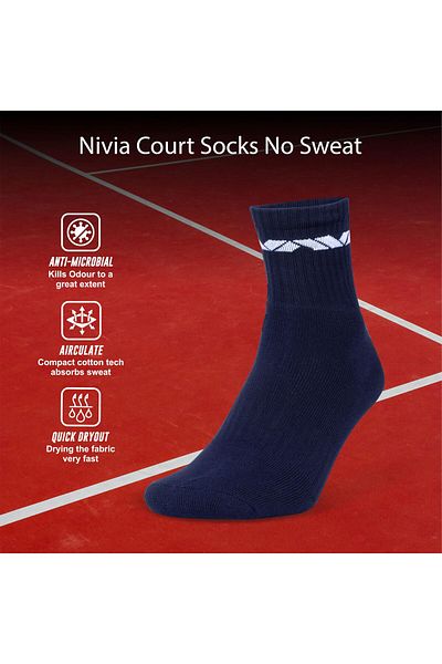 Nivia Grip Mid Calf Sports Socks (Navy)  | Cotton | Light Weight | Comfortable | Stylish | Casual